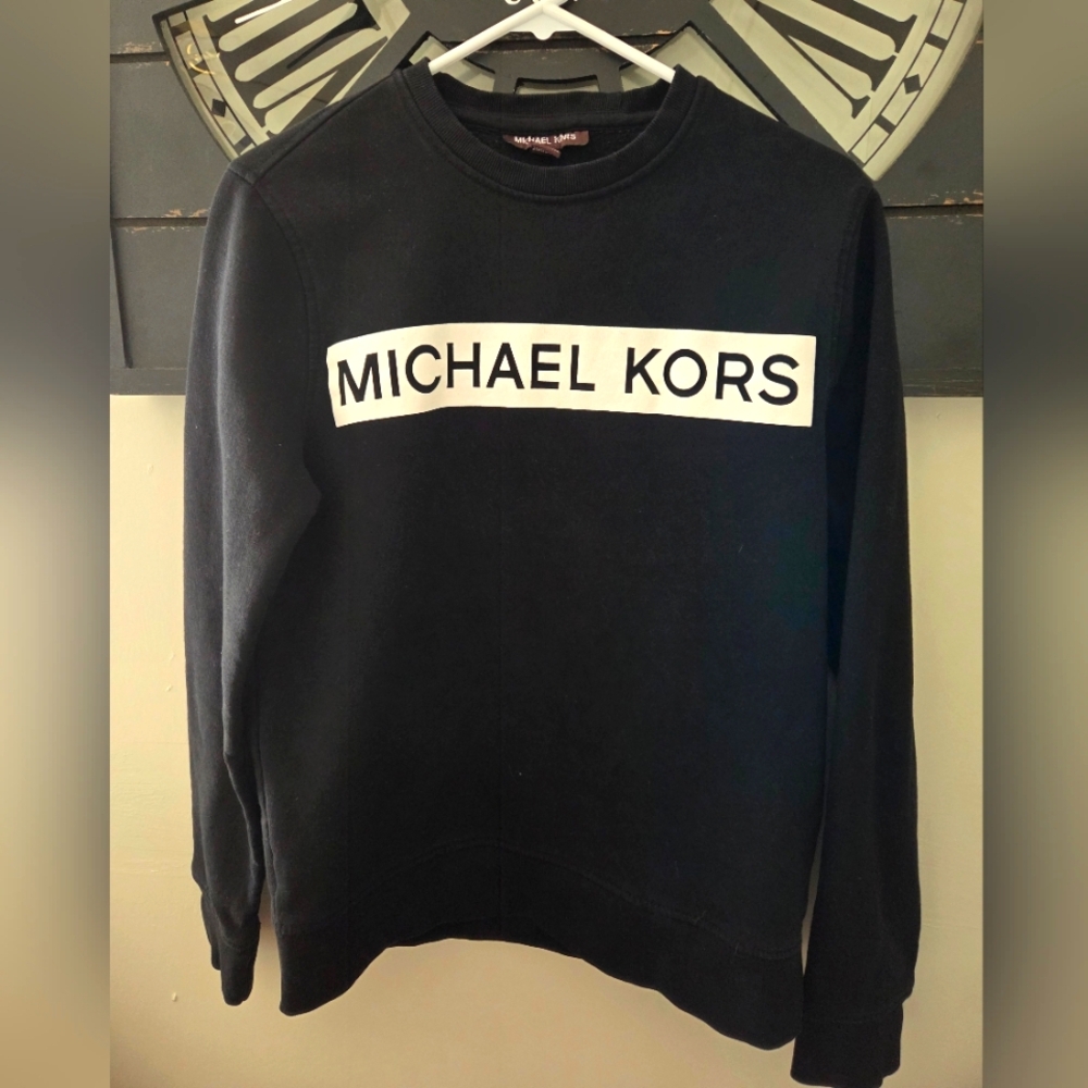 Michael Kors Block Logo Black And White Crewneck Sweatshirt Medium